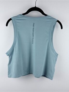 Gilly Hicks Women’s Athletic Teal Cropped Muscle Tank Find Your Happy Workout M